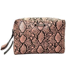 Steve madden pink snake print large double zip cosmetic‎ bag NWT